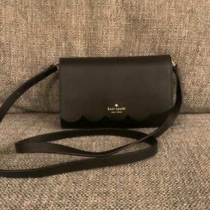 Small Black Kate Spade Crossbody Bag with Scallop Detail
